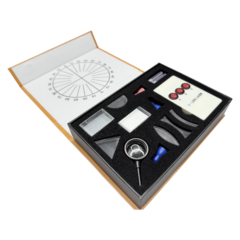 Physikalisches optisches Kit, Laborausrüstung, optische konkave konvexe Linse, Prisma-Set, optische Testbox